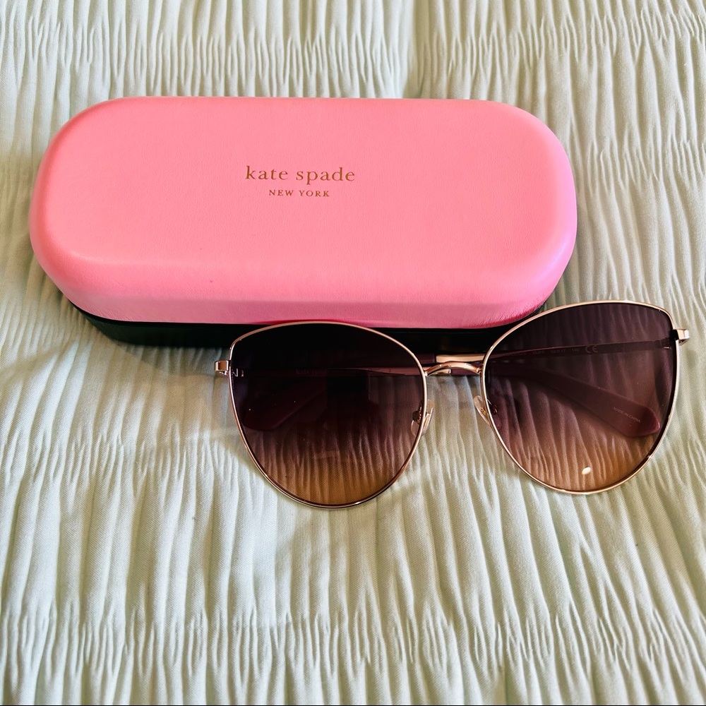 Kate Spade Dulce gold cat-eye gray brown gradient sunglasses
